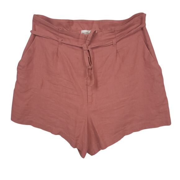 Abercrombie & Fitch Women's Linen Blend Shorts Sz Large Drawstring Casual Mauve - Picture 2 of 8